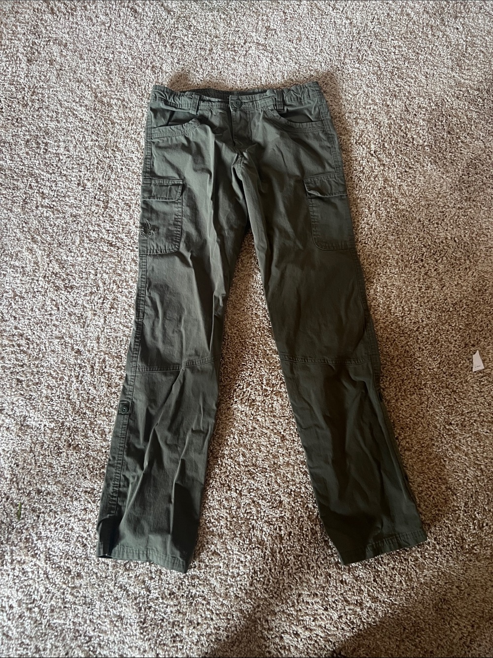 Girl’s Scout Olive Cargo Pants - Casual Utility Style size 14